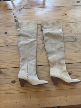 Sezane Colette Thigh High Boots Sandstone - Size 11